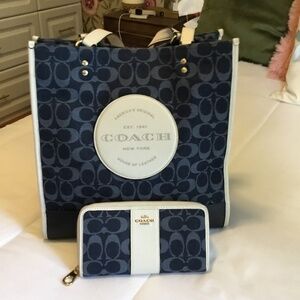 Denim COACH Bag with matching wallet